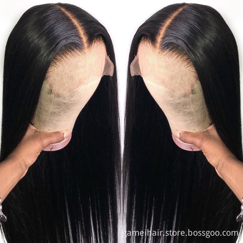 Transparent Lace Frontal Wig Straight 100% Virgin Human Hair Pre Plucked With Baby Hair Peruvian Wholesale Vendor